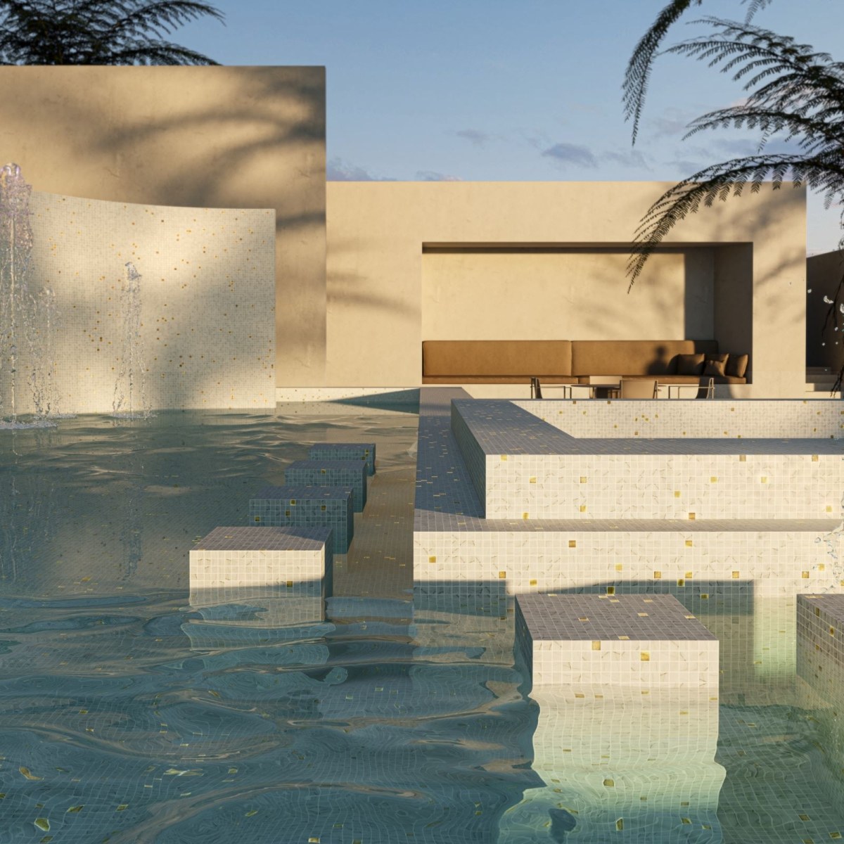 Ambiente con mosaico Ezarri Gold